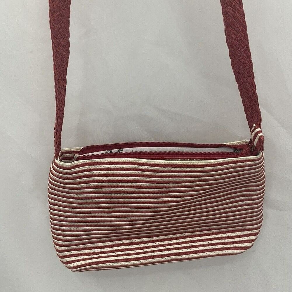 Liz Claiborne Crossbody Woven Purse Lined Lightweight Red/White Stripes